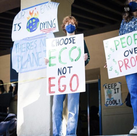North Hollywood students with their handmade posters to raise awareness about climate change.