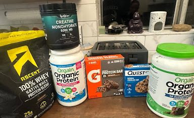 Joel Garcia’s variety of protein supplements that he typically switches off from. 
