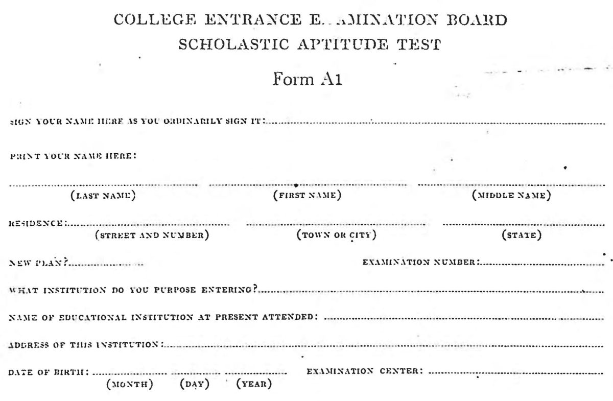 From the first page of the first SAT test, 1926 (Wikimedia Commons)