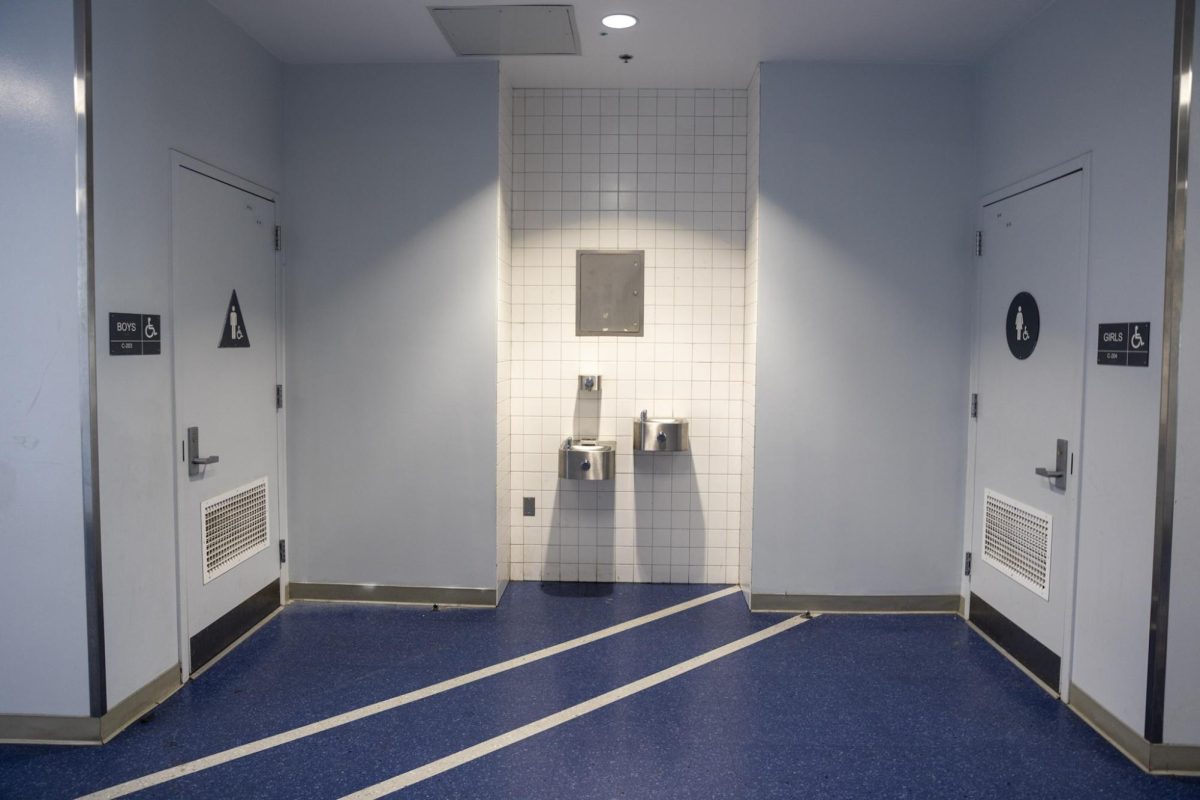 Closed restrooms in upstairs C-building 